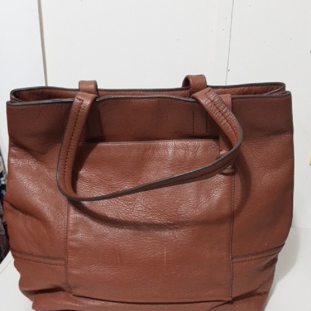 J. Crew Elegant Brown Leather Tote Bag - Picture 9 of 16